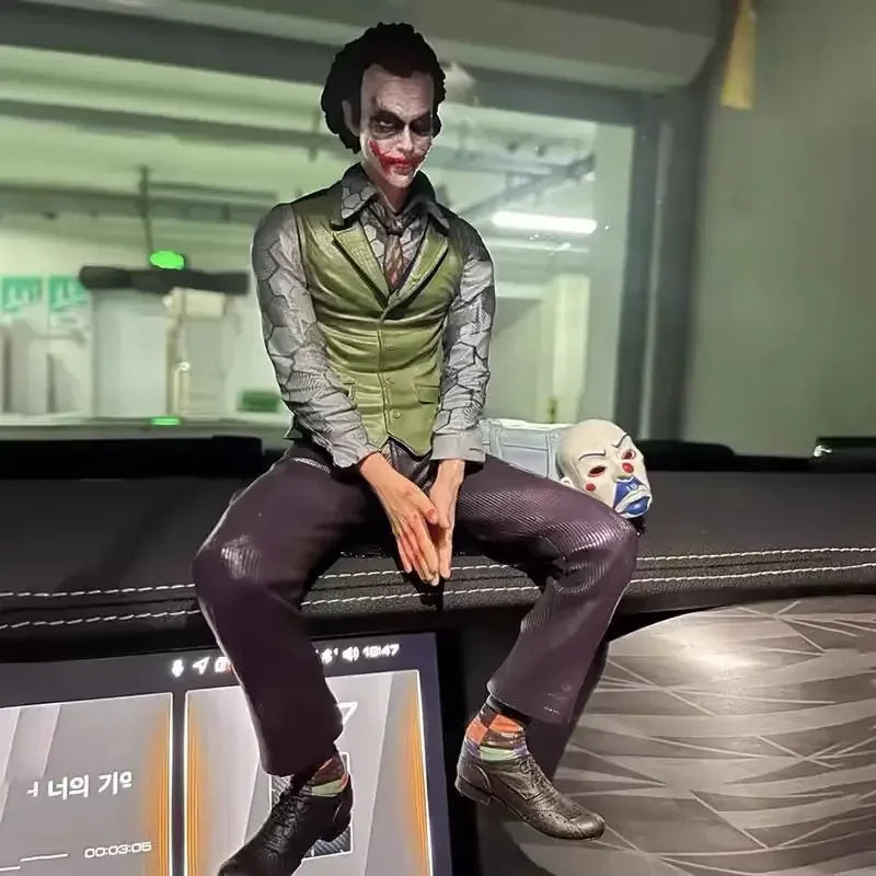 Roof Decoration Joker Heath Ledger Sitting Posture Figures Car Doll Tail and Roof Pendant Model Statue Collectable Toys