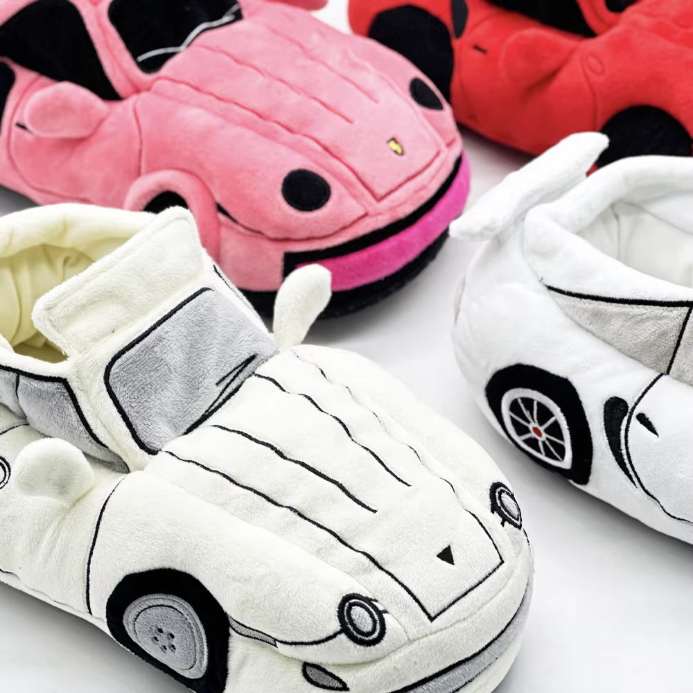 Kids Plush Car Slippers - Soft Cozy Winter Shoes for Boys & Girls, Fun Vehicle Design, Warm Indoor Slippers, Perfect Gift