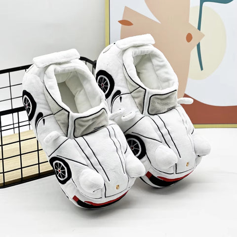 Kids Plush Car Slippers - Soft Cozy Winter Shoes for Boys & Girls, Fun Vehicle Design, Warm Indoor Slippers, Perfect Gift