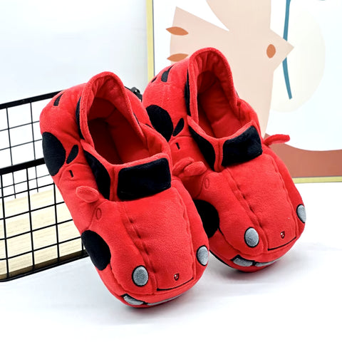 Kids Plush Car Slippers - Soft Cozy Winter Shoes for Boys & Girls, Fun Vehicle Design, Warm Indoor Slippers, Perfect Gift